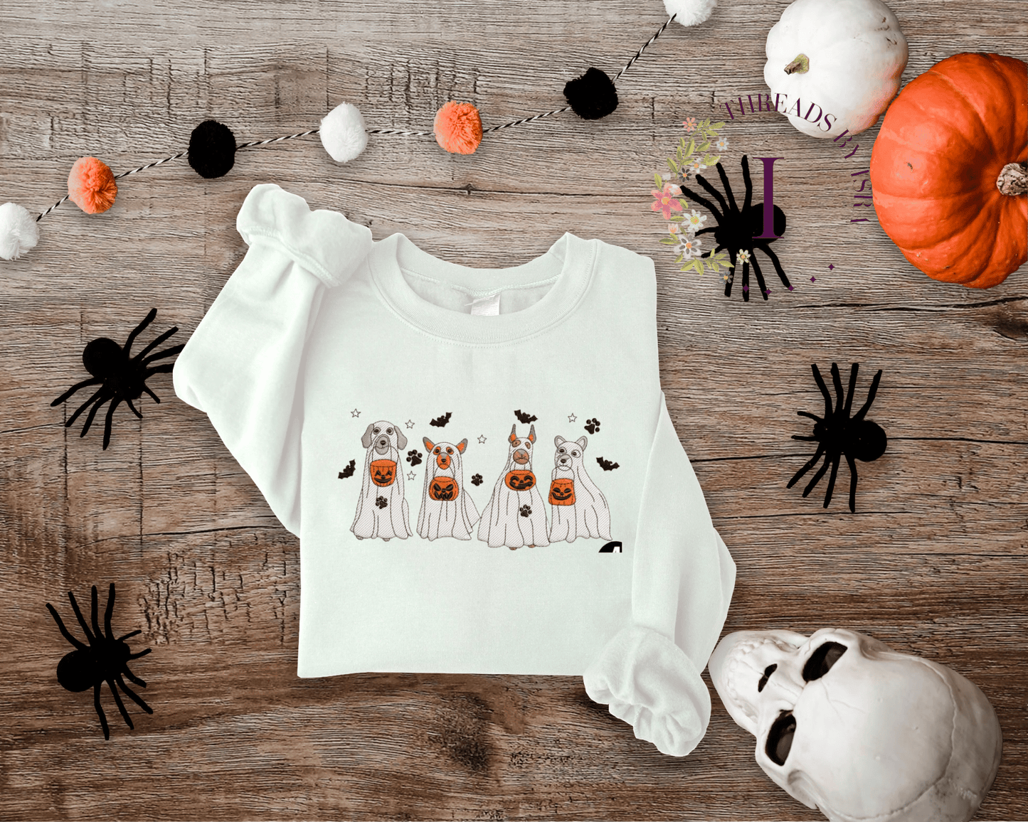 Ghost Dogs Trick-or-Treat Embroidered Sweatshirt/Hoodie | Cute & Spooky Vibes πΆπ»