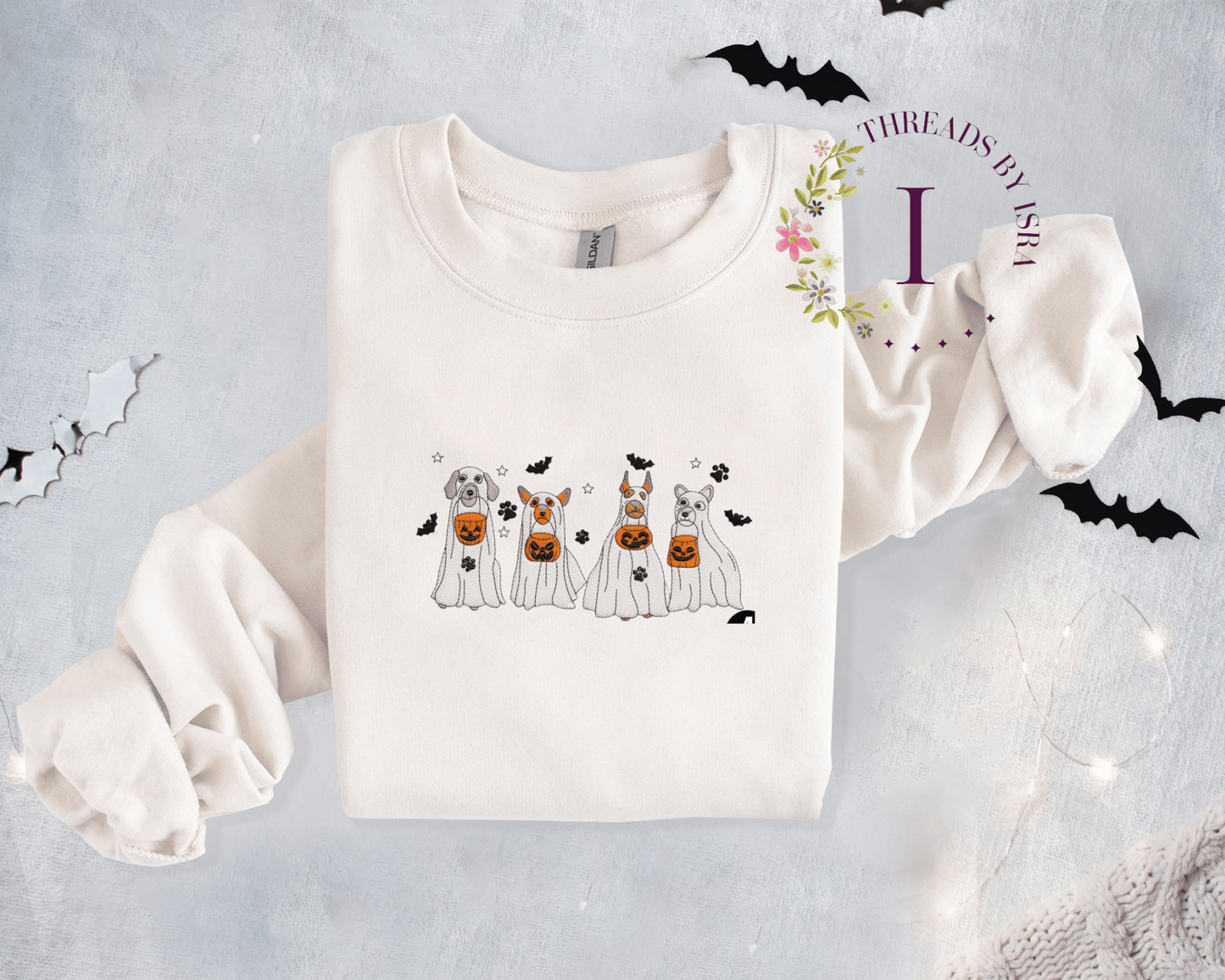 Ghost Dogs Trick-or-Treat Embroidered Sweatshirt/Hoodie | Cute & Spooky Vibes πΆπ»