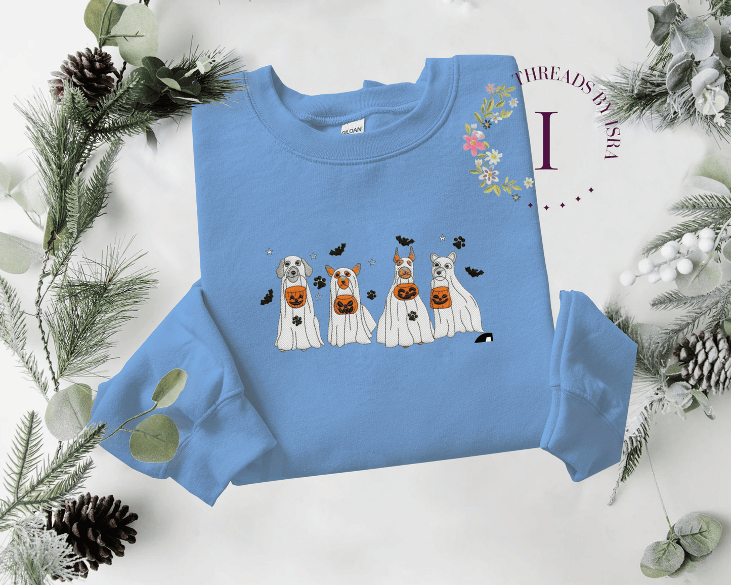 Ghost Dogs Trick-or-Treat Embroidered Sweatshirt/Hoodie | Cute & Spooky Vibes πΆπ»