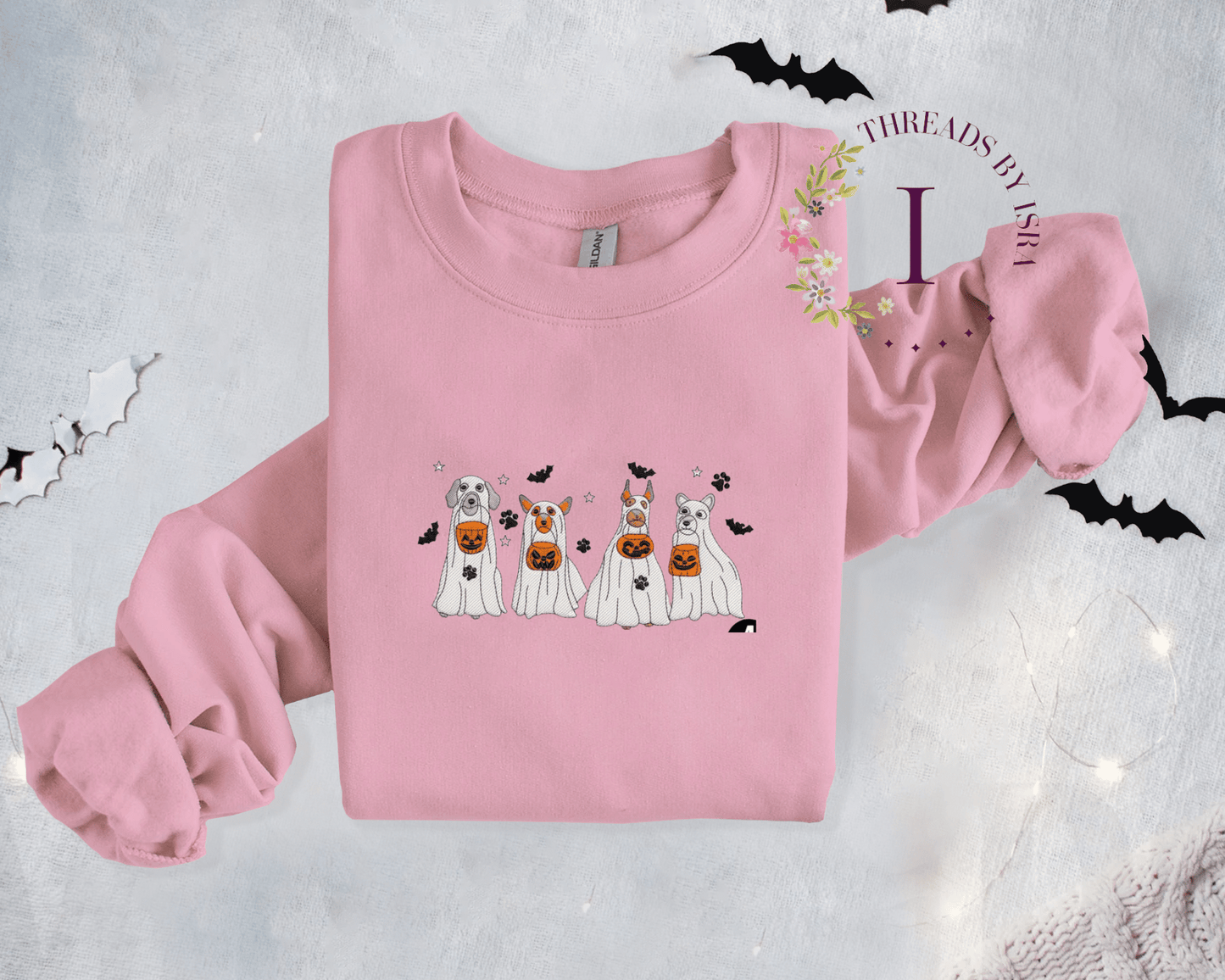 Ghost Dogs Trick-or-Treat Embroidered Sweatshirt/Hoodie | Cute & Spooky Vibes πΆπ»