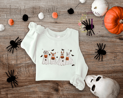 Ghost Dogs Trick-or-Treat Embroidered Sweatshirt/Hoodie | Cute & Spooky Vibes 🐶👻