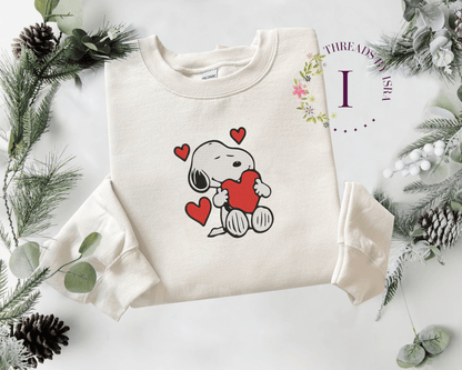 Snoopy Valentine's Day Heart Embroidered - Unisex Sweatshirt/Hoodie