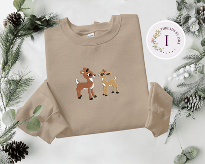 Embroidered Christmas Reindeer & Friend Sweatshirt/Hoodie