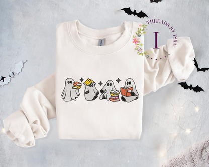 Ghost Book Club Embroidered Sweatshirt | Spooky & Bookish Vibes 📚👻