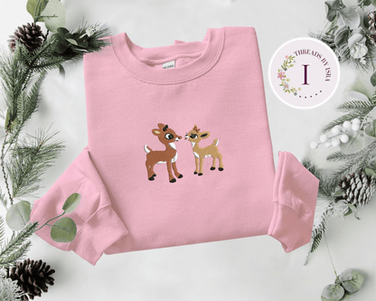 Embroidered Christmas Reindeer & Friend Sweatshirt/Hoodie