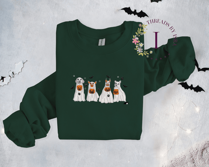 Ghost Dogs Trick-or-Treat Embroidered Sweatshirt/Hoodie | Cute & Spooky Vibes 🐶👻