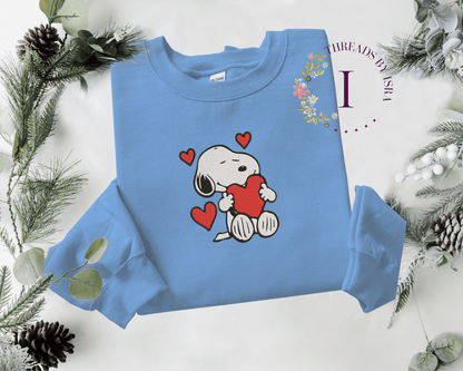 Snoopy Valentine's Day Heart Embroidered - Unisex Sweatshirt/Hoodie