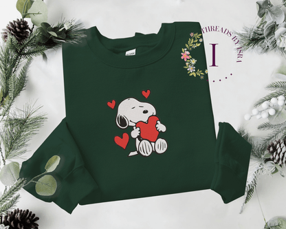 Snoopy Valentine's Day Heart Embroidered - Unisex Sweatshirt/Hoodie