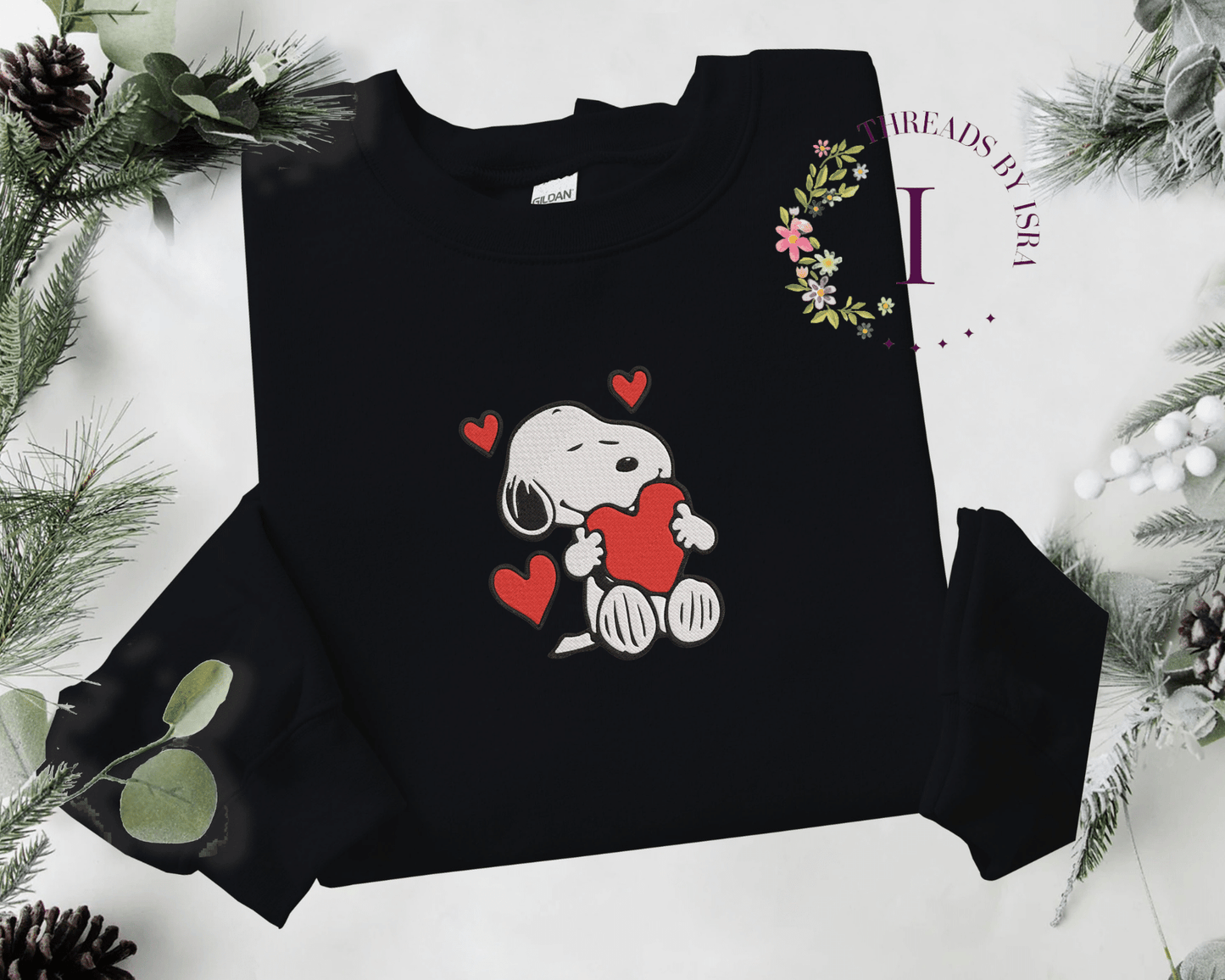 Snoopy Valentine's Day Heart Embroidered - Unisex Sweatshirt/Hoodie