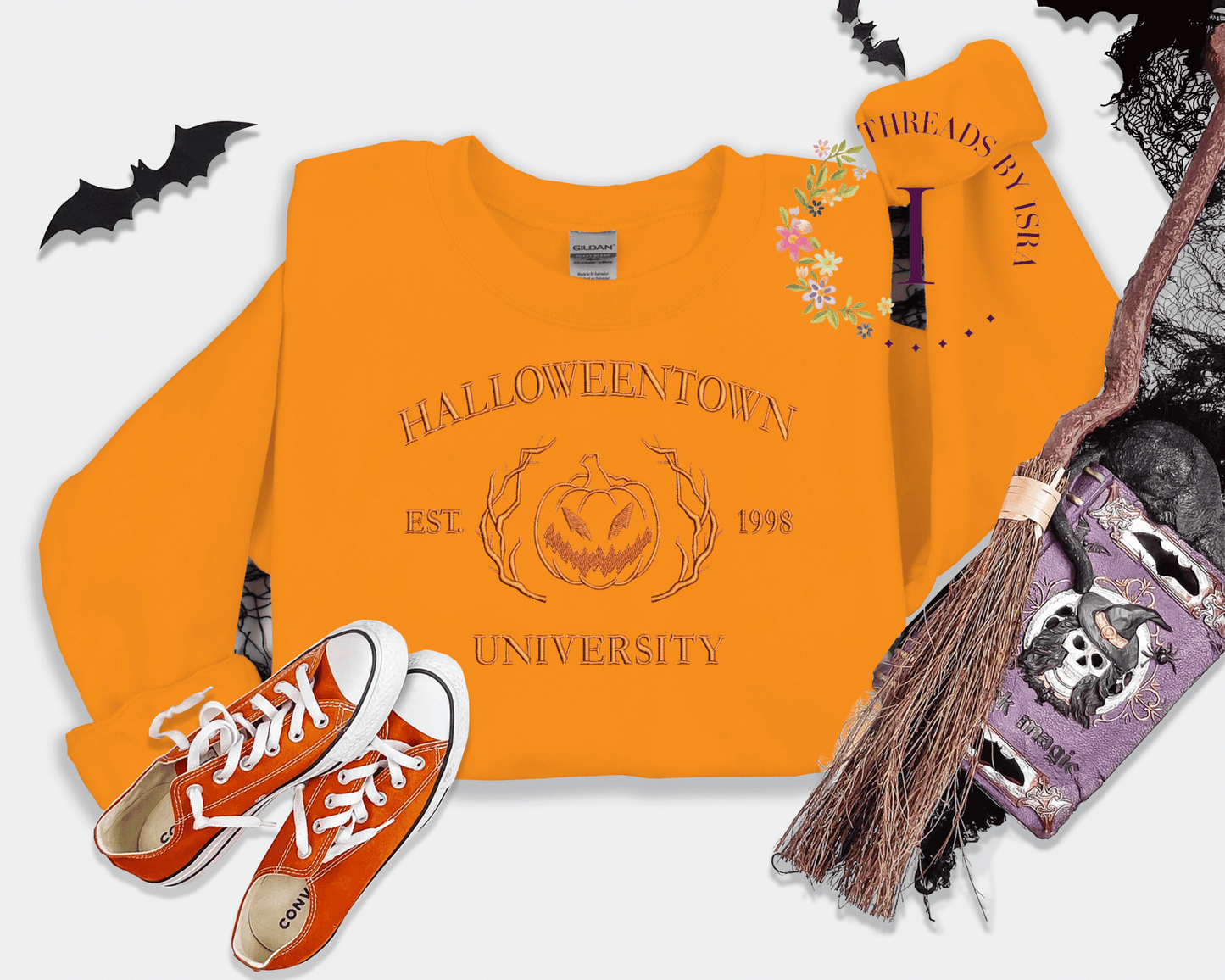 Halloweentown University Embroidered Sweatshirt | Cozy & Spooky Vibes 🎃