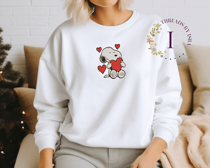 Snoopy Valentine's Day Heart Embroidered - Unisex Sweatshirt/Hoodie