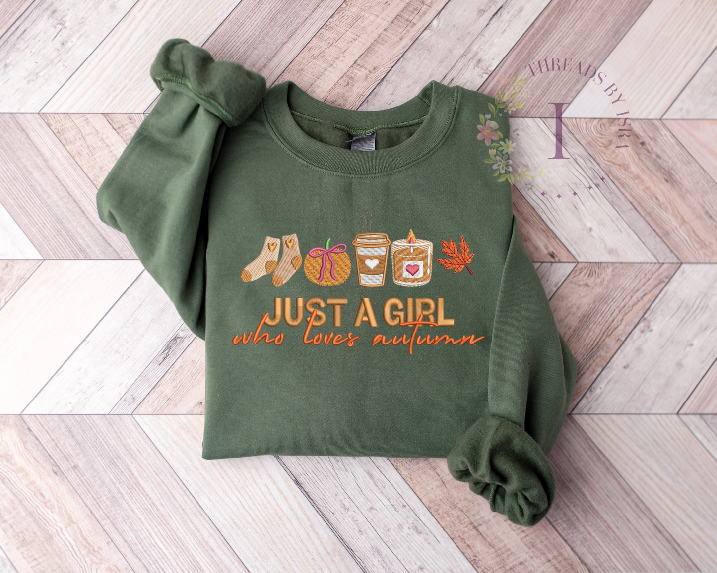 Just a Girl Who Loves Autumn Embroidered Sweatshirt - Cozy Fall Aesthetic Crewneck or Hoodie