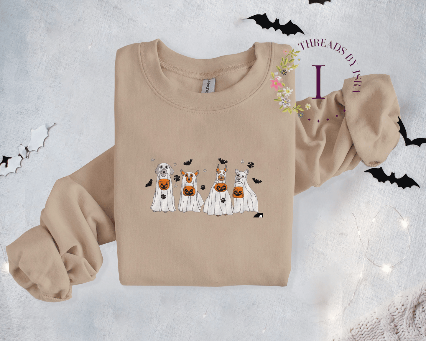 Ghost Dogs Trick-or-Treat Embroidered Sweatshirt/Hoodie | Cute & Spooky Vibes 🐶👻