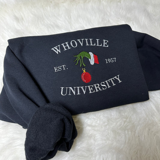 Embroidered Christmas Whoville University Sweatshirt/Hoodie