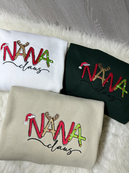 Nana Claus Christmas Embroidered Sweatshirt/Hoodie