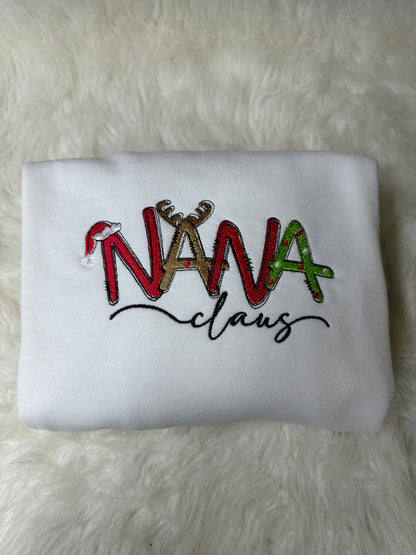 Nana Claus Christmas Embroidered Sweatshirt/Hoodie