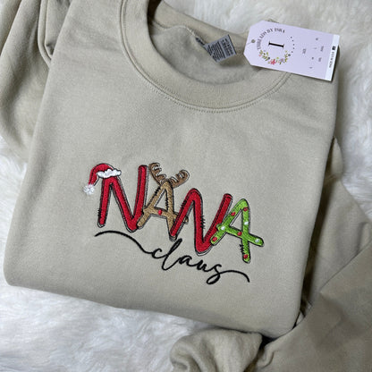 Nana Claus Christmas Embroidered Sweatshirt/Hoodie