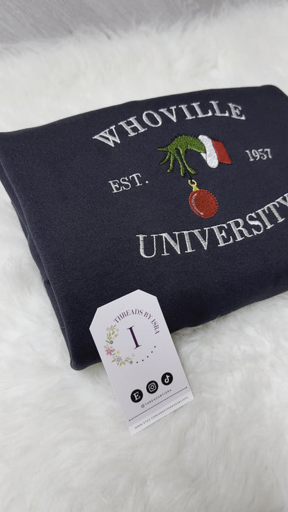 Embroidered Christmas Whoville University Sweatshirt/Hoodie